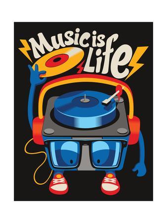 Monster Turntable Vector Design Art Print 338x450 Monster Turntable Vector Design Art Print