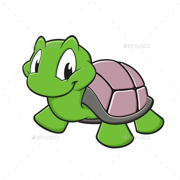 590x590 Vector Illustration Of A Cutely Smiling Cartoon Turtle