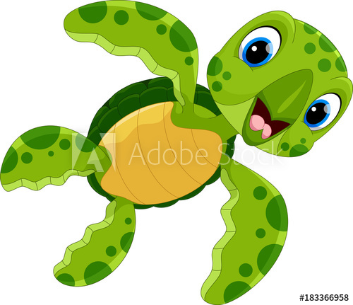 500x431 Vector Illustration Of Cute Turtle Cartoon Isolated On White