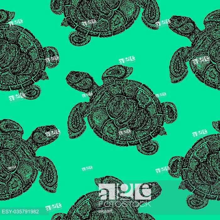 701x700 Sea Turtle Illustration In Paisley Mehndi Style Wallpaper Pattern