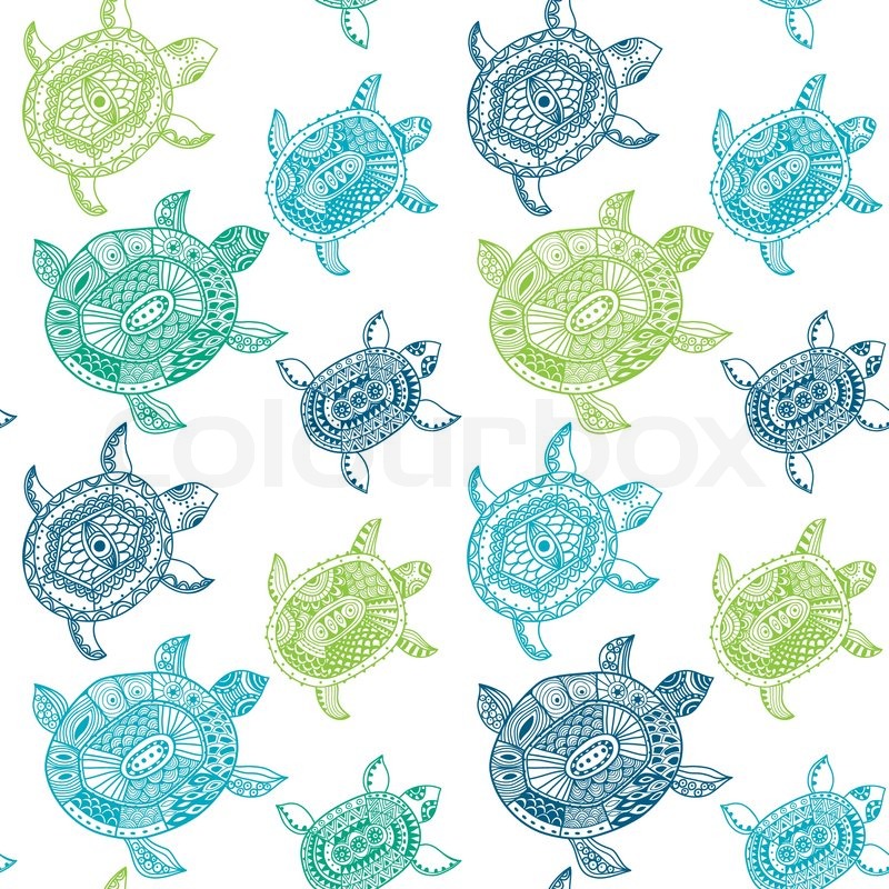 800x800 Seamless Pattern With Turtles Stock Vector Colourbox