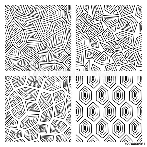 500x500 Geometric Seamless Art Deco Pattern Of Turtle Shell Vector