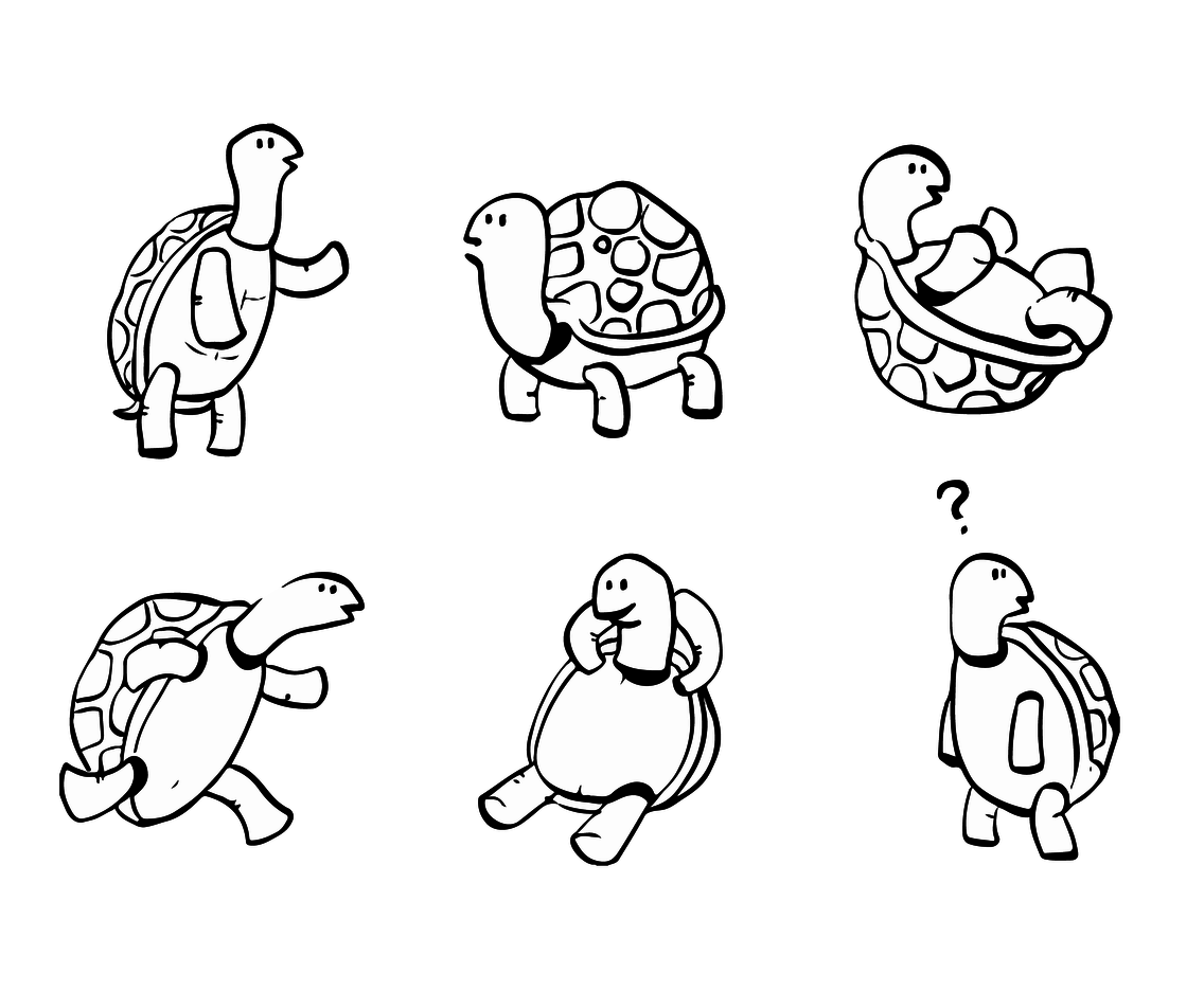 1136x936 Cute Cartoon Turtle Vector Set Vector Art Graphics