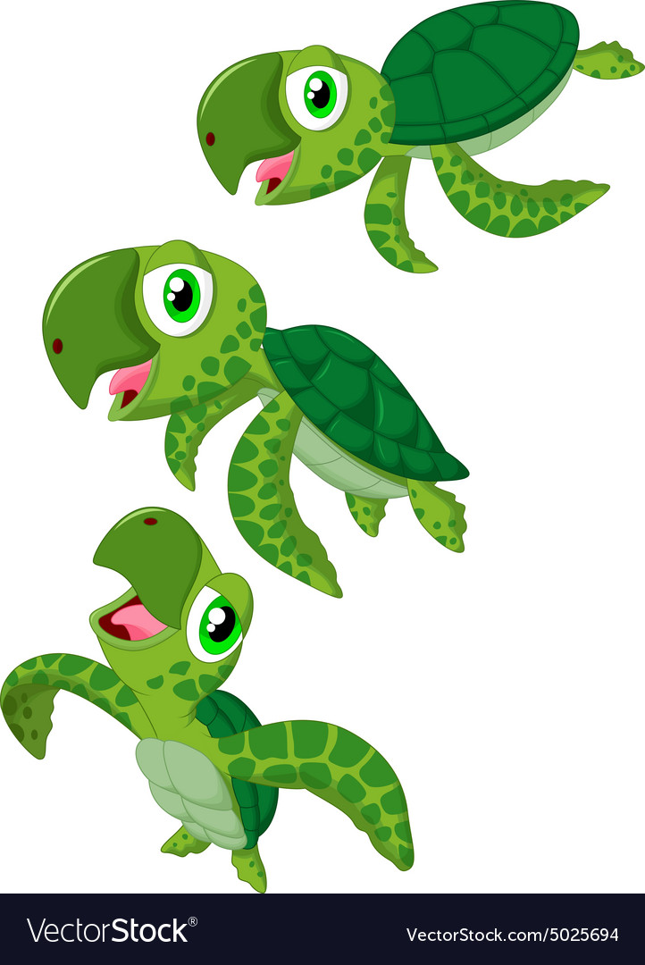 722x1080 Cartoon Sea Turtle Vector Image