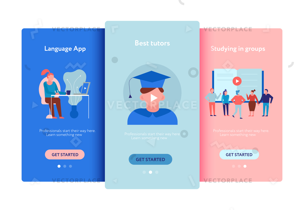 1000x692 Online Education Language Courses Apps Group Vector Illustration