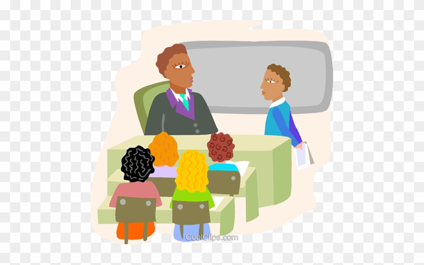 840x524 Classroom With Students And Teacher Royalty Free Vector
