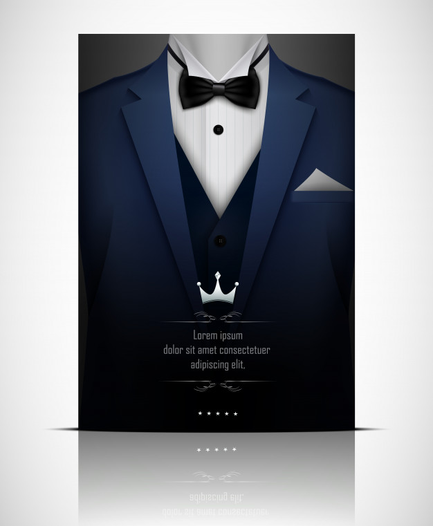Blue Tuxedo With Black Bow Tie Vector Premium Download 626x761 Blue Tuxedo With Black Bow Tie Vector Premium Download