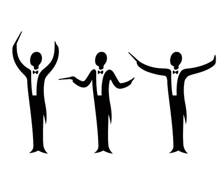 450x375 Music Orchestra Conductor Vector Illustration Set Stylized