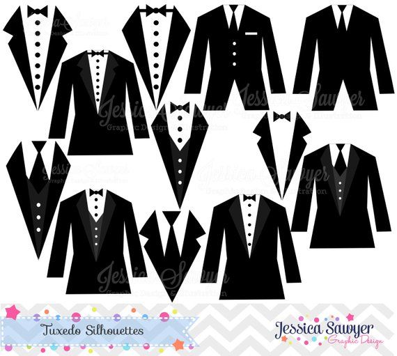 570x511 Instant Download, Tuxedo Silhouettes Clipart, Silhouette Clipart