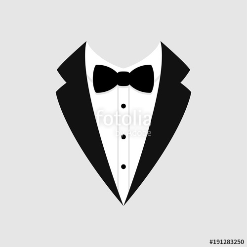 500x500 Man's Jacket Tuxedo Weddind Suit With Bow Tie Vector Icon