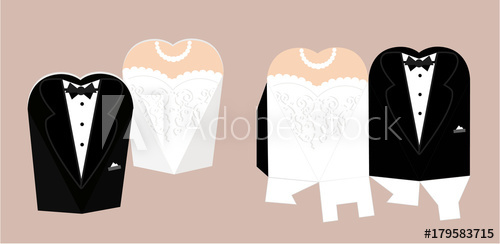 500x244 Bride And Groom Candy Die Box Vector Diy Box Template Tuxedo