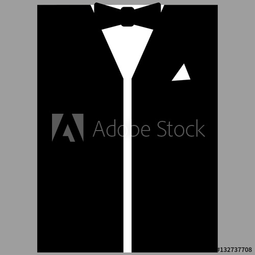 500x500 Vector Silhouette Of A Tuxedo And Bow Tie Tuxedo Vector Logo