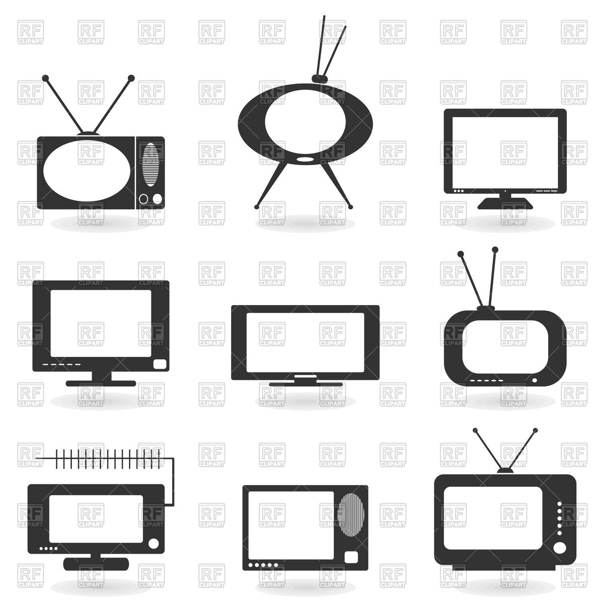 1200x1200 Set Of Icons Of Tv Vector Image Of Objects