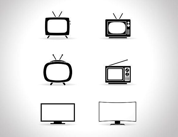 580x446 Television Icon Set Vector Graphics Fully Editable Vector