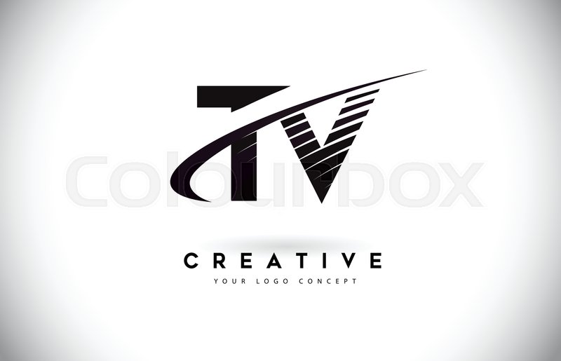 800x515 Tv T V Letter Logo Design With Swoosh Stock Vector Colourbox
