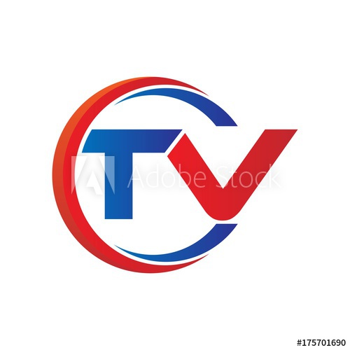 500x500 Tv Logo Vector Modern Initial Swoosh Circle Blue And Red