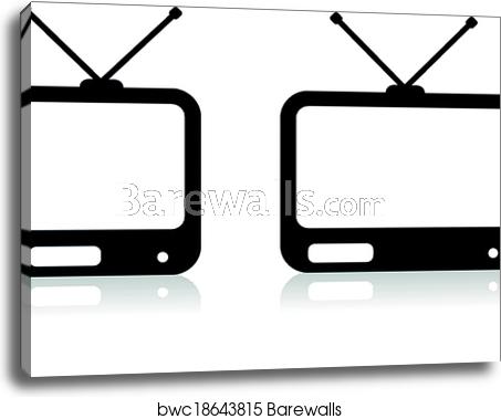 453x379 Silhouette Of Tv Icon, Vector, Canvas Print Barewalls Posters