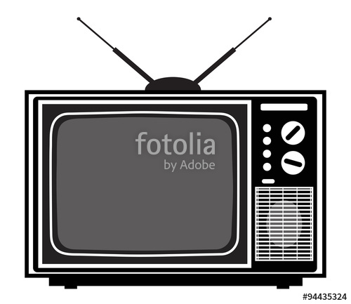 500x433 Tv, Television Silhouette In Vintage Style Vector Stock Image