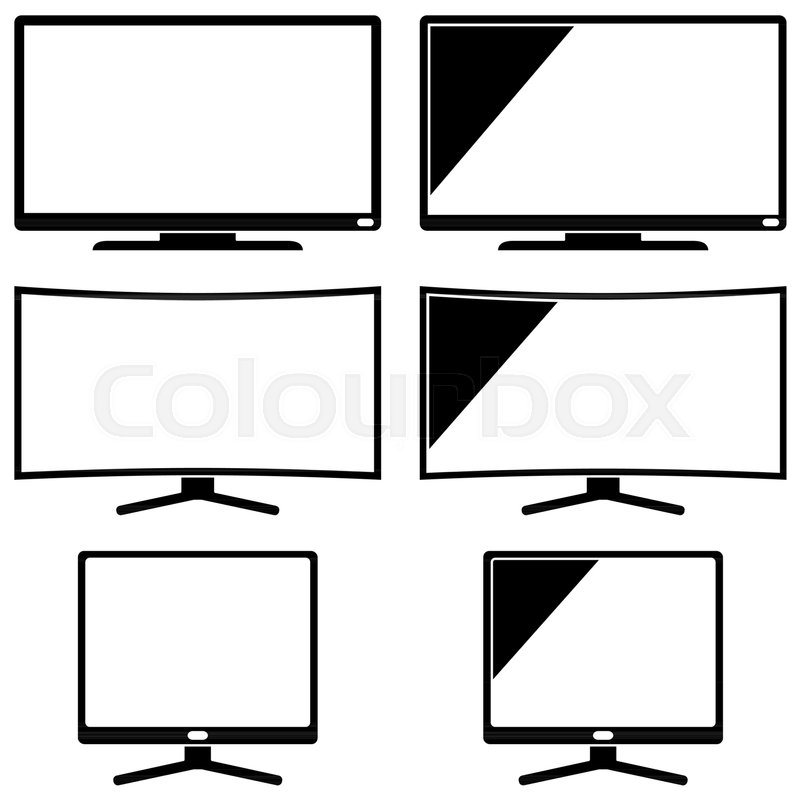 800x800 Black Modern Tv Silhouette Set Stock Vector Colourbox