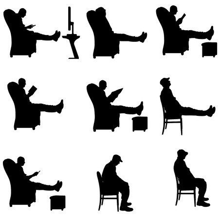 450x450 Vector Silhouette Of A Man Who Is Watching Tv Royalty Free