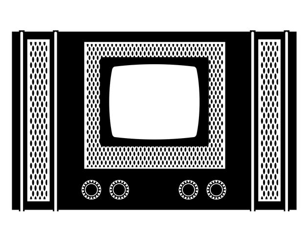 630x490 Tv Old Retro Vintage Icon Stock Vector Illustration Black Outline