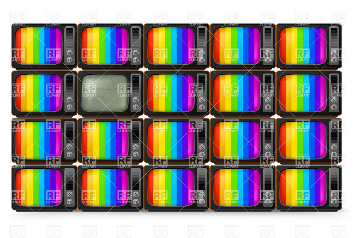 1200x803 Wall Of Retro Tv With Static Picture And One With Cracked Screen