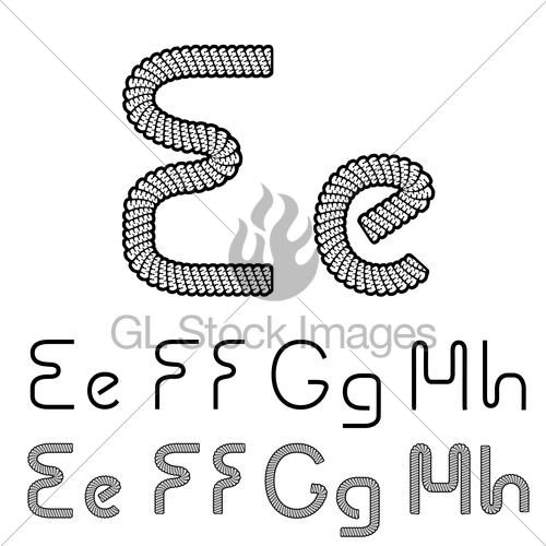 500x500 Vector Twine Font Alphabet Simple Rope Letters E, E, Gl