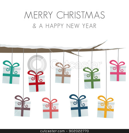 450x464 Gift Boxes Hang On Twine Stock Vector