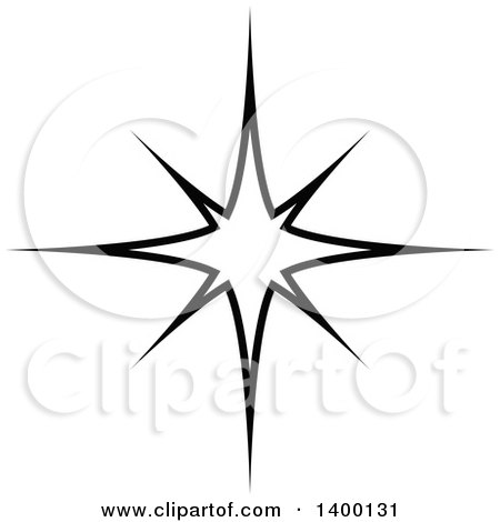 450x470 Clipart Of A Black And White Twinkling Star