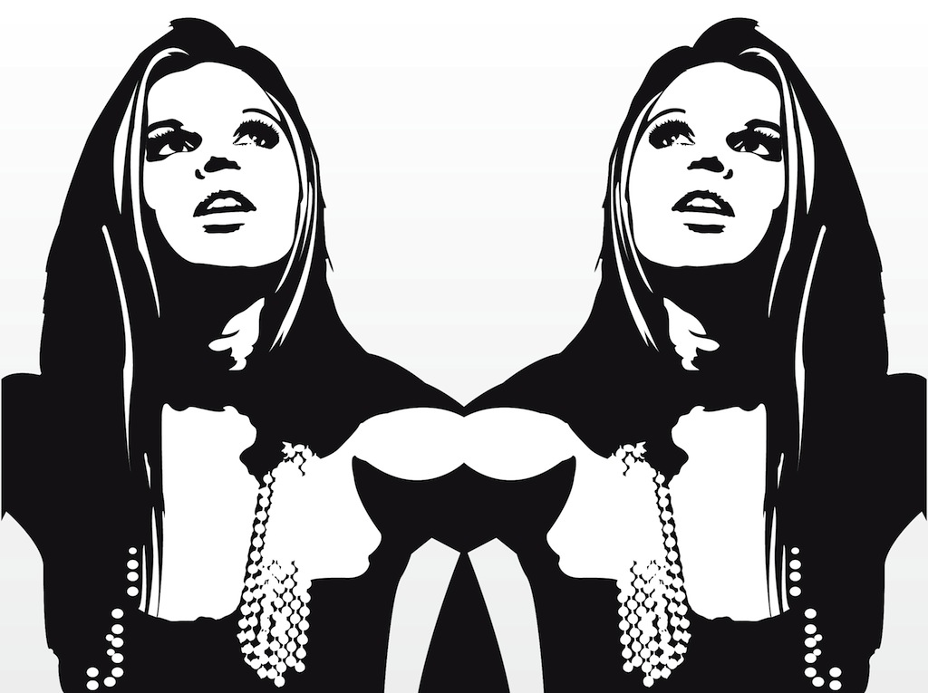 1024x765 Pretty Twins Vector Art Graphics