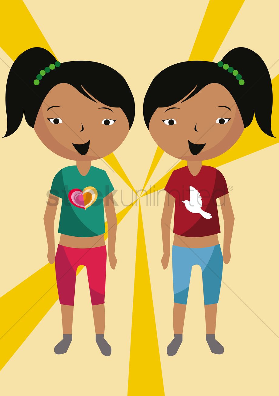 919x1300 Twins Vector Image