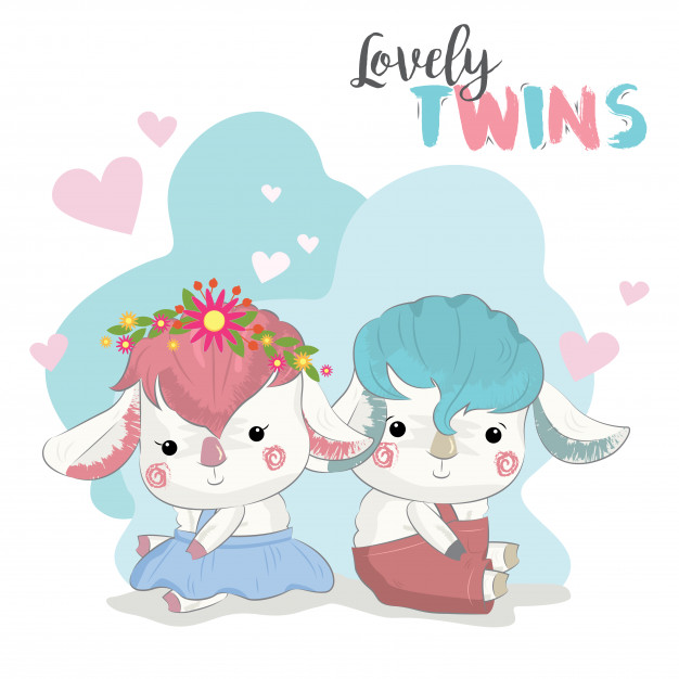 626x626 Baby Sheep Twins Vector Premium Download