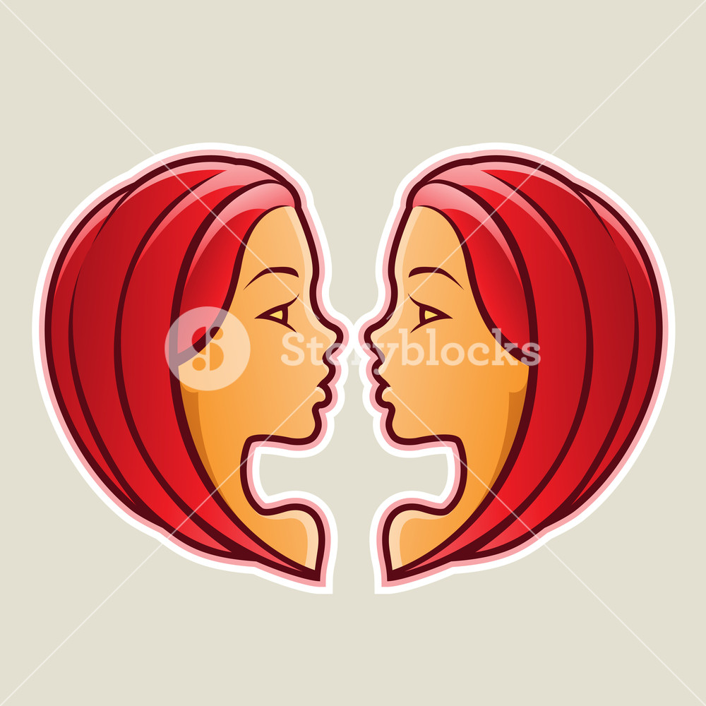 1000x1000 Vector Illustration Of Red Gemini Or Twins Icon Isolated
