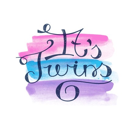450x450 Its Twins, Vector Lettering For Baby Shower Card, Handwritten Text