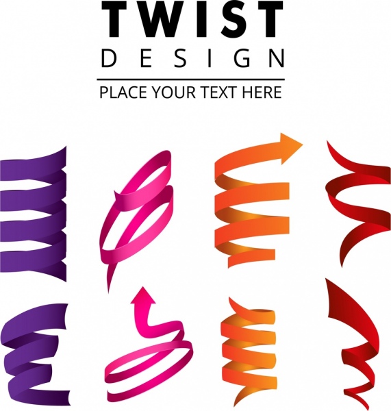 571x600 Twisted Decorative Icons Collection Colorful Design Free Vector