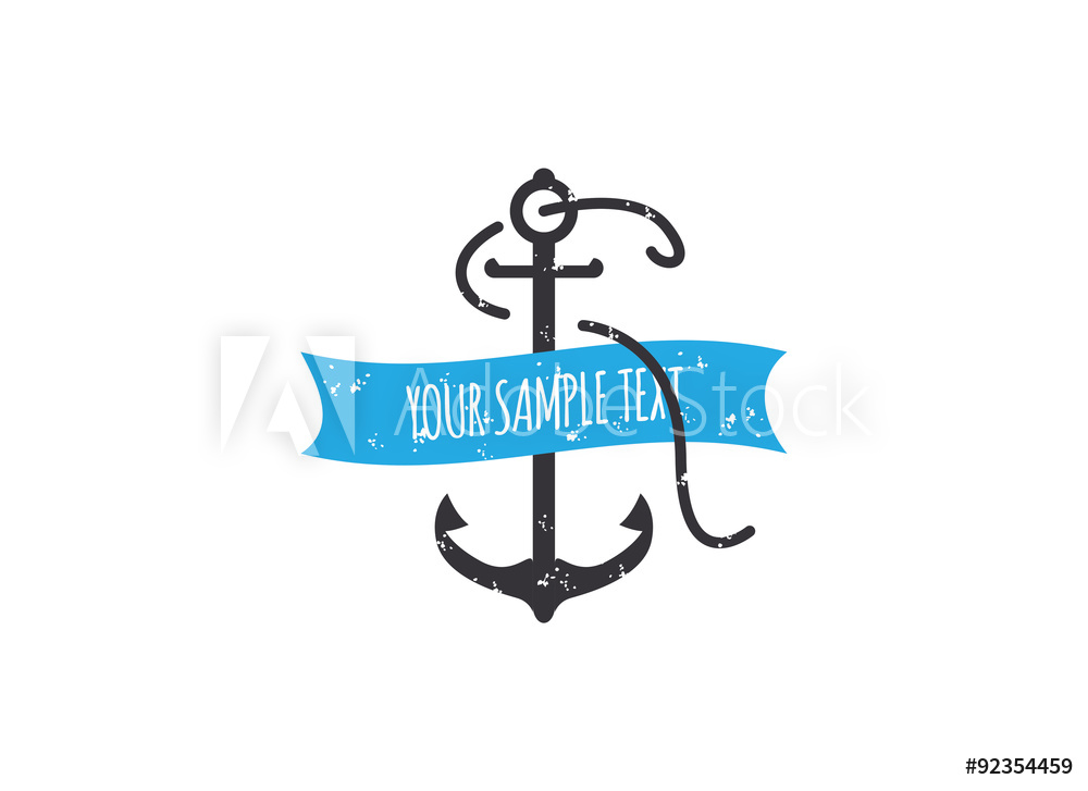 1000x727 Photo Art Print Rusty Vector Anchor With A Twisted Ribbon