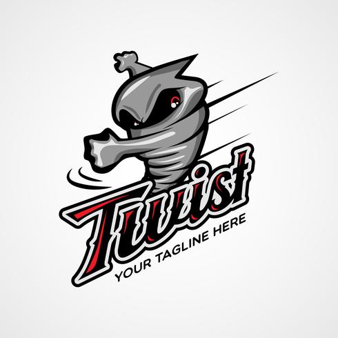 490x490 Twister Tornado Character Logo Design