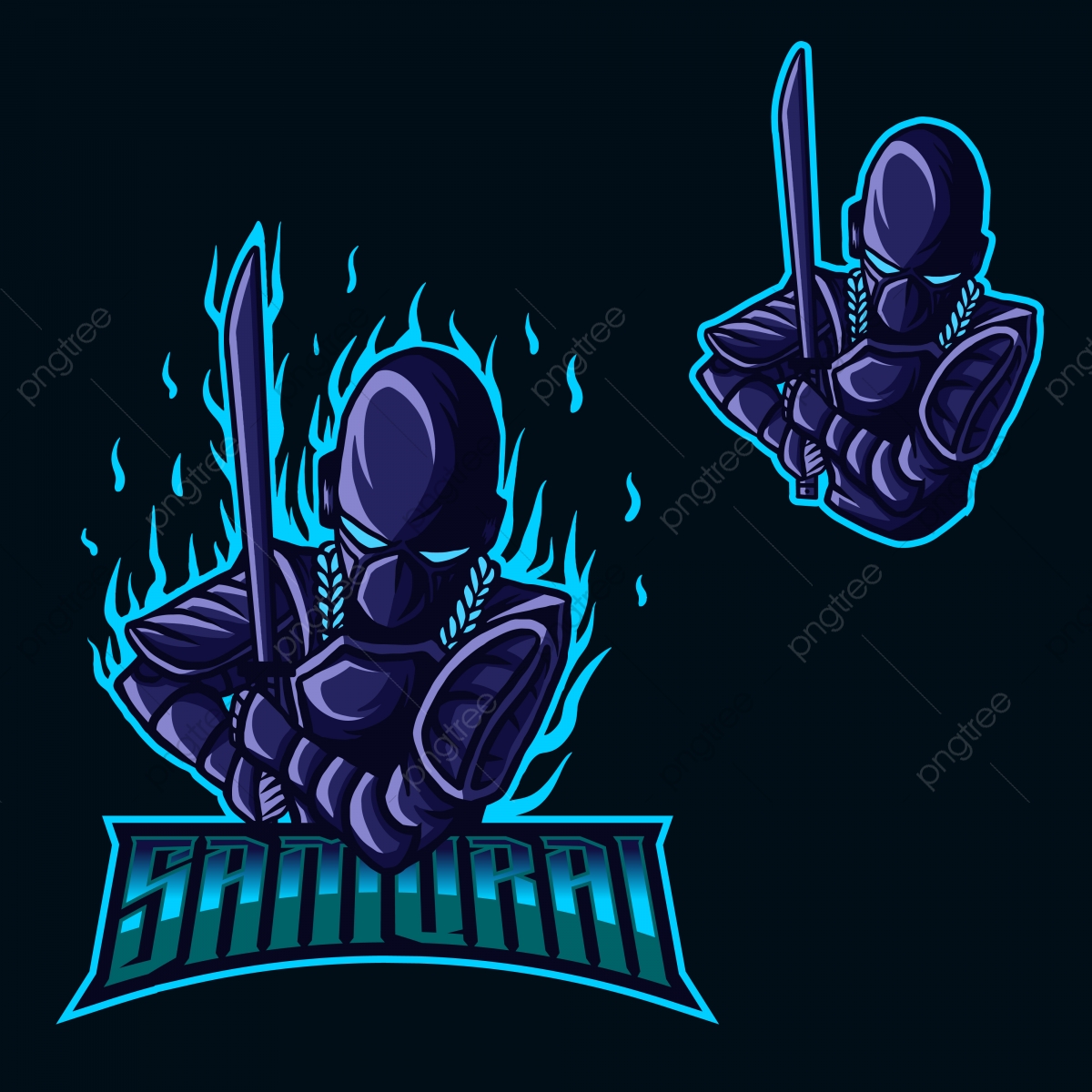 1200x1200 Samurai Robot Esports Logo For Mascot Gaming And Twitch, Symbol