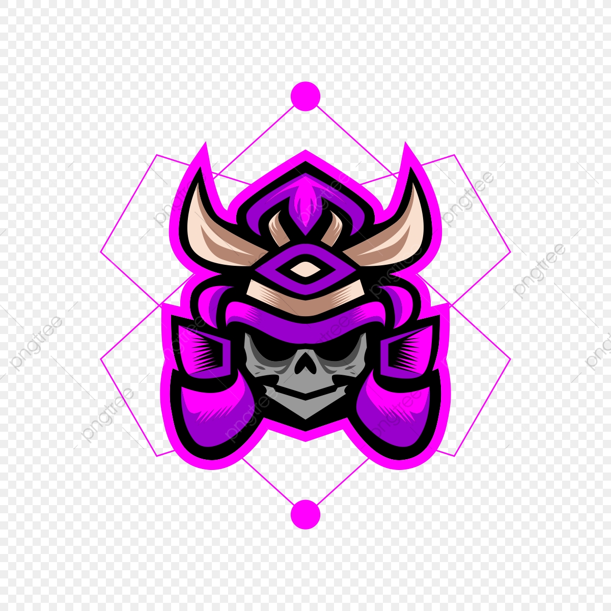 1200x1200 Purple Samurai Skull E Sports Logo For Gaming Mascot Or Twitch