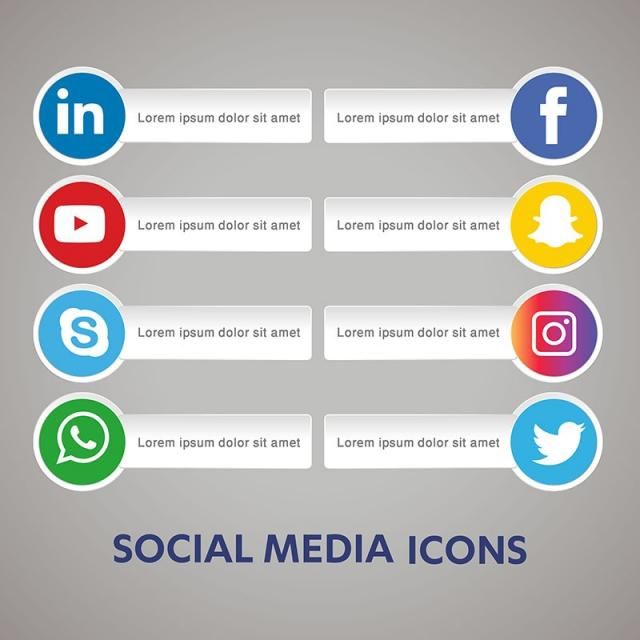 640x640 Social Media Icons Set Network Background Share, Social Media