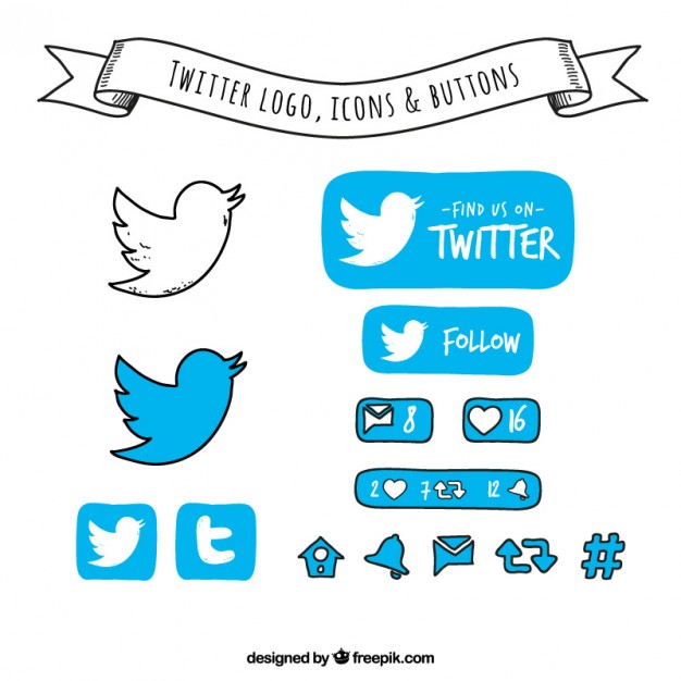 626x626 Hand Drawn Twitter Logo, Icons And Buttons Vector Free Download