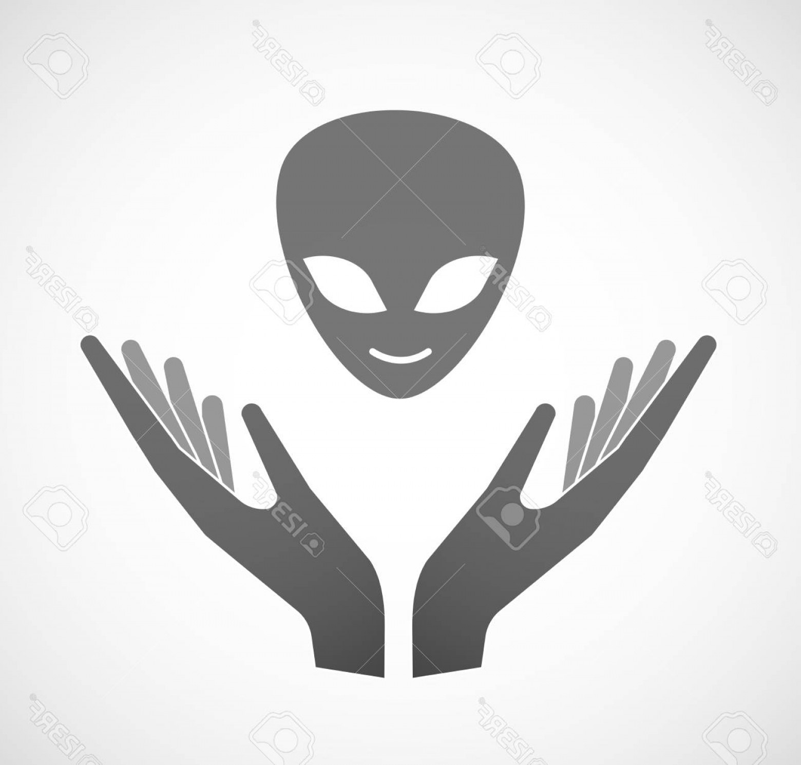 1560x1490 Photostock Vector Illustration Of Two Hands Offering An Alien Face