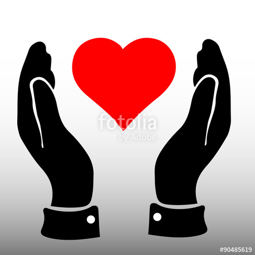 500x500 Vector Icon Of Charity In The Form Of Two Hands With Heart Stock