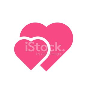 300x300 Two Hearts Vector Icon, Modern Minimal Flat Design Style Premium