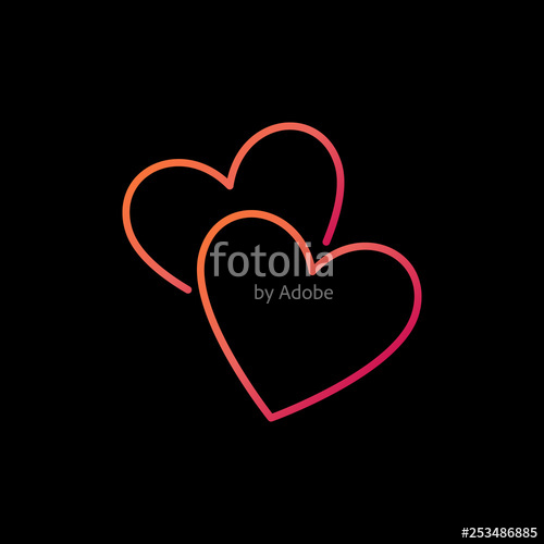 500x500 Two Hearts Vector Colorful Line Icon Love Concept Linear Sign
