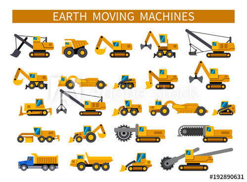 500x370 Earthmoving Machines Construction Machinery Icons Set Earth