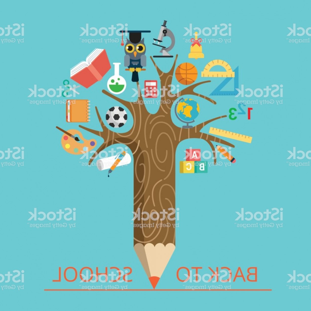 1228x1228 Flat Conceptual Pencil Tree With Science And Classes Types Vector