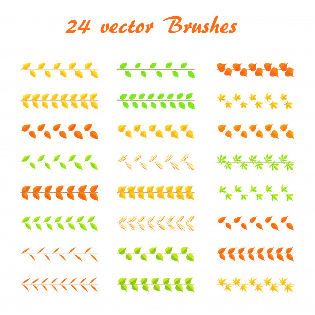 626x626 Set Brushes Of Twigs Different Colors And Types Vector Premium