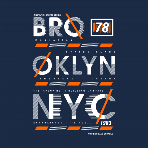626x626 Brooklyn Text Frame Graphic Typography Design T Shirt Vector