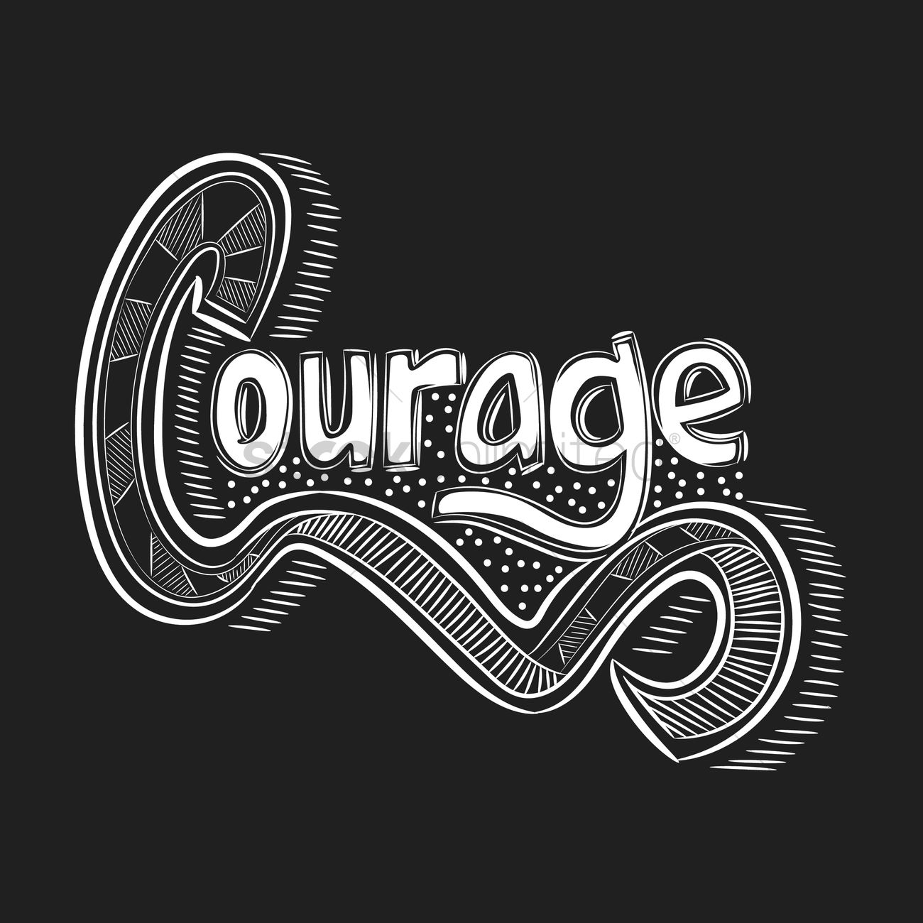 1300x1300 Courage Typography Design Vector Image